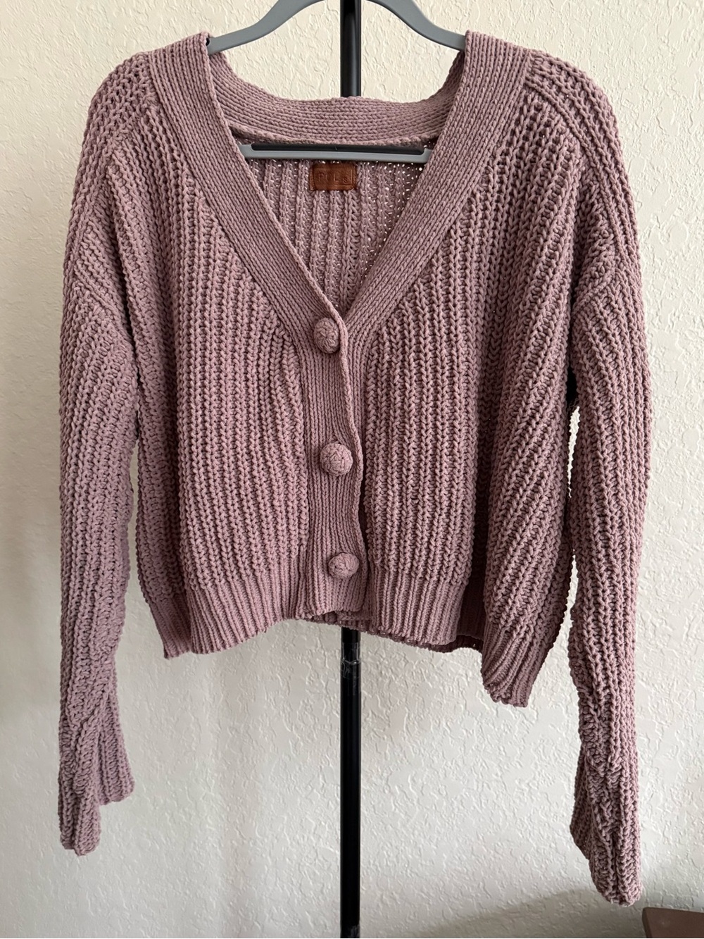 POL Chunky Chenille Knit Button Cardigan Taupe Brown Size Small - Picture 10 of 13